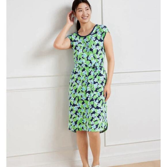 T by Talbots Open Back Short Sleeve Dress Woman’s Size PS Petite Floral Fields - Picture 1 of 9